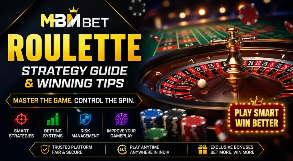 Player enjoying roulette on MBM Bet India, showing a digital roulette wheel, betting interface, and strategic gameplay focused on odds and risk management.